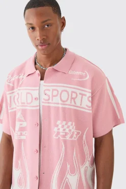 Boxy Fit Knitted Moto Shirt | BoohooMAN UK