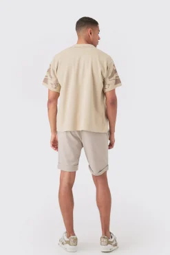 Boxy Fit Line Drawing Knitted Shirt | BoohooMAN UK