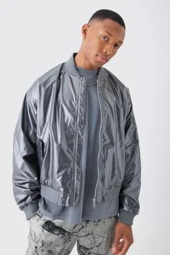 Boxy Fit Metallic Ma1 Bomber | BoohooMAN UK