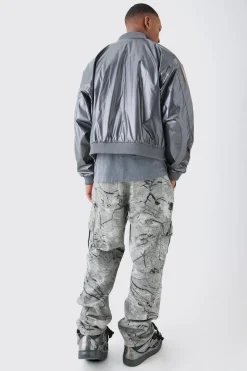 Boxy Fit Metallic Ma1 Bomber | BoohooMAN UK