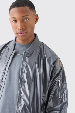 Boxy Fit Metallic Ma1 Bomber | BoohooMAN UK