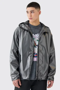 Boxy Fit Metallic Windbreaker | BoohooMAN UK