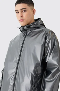 Boxy Fit Metallic Windbreaker | BoohooMAN UK