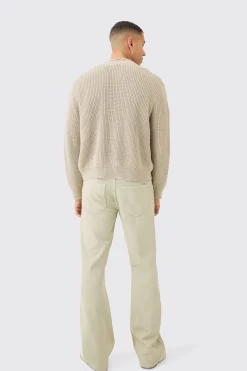 Boxy Fit Ribbed Fisherman Knit Cardigan | BoohooMAN UK