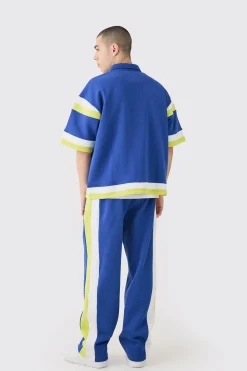 Boxy Fit Varsity Shirt Tracksuit | BoohooMAN UK