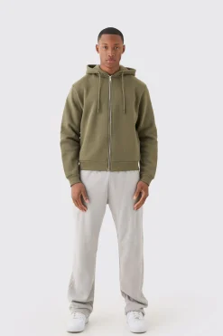 Boxy Fit Zip Through Hoodie | BoohooMAN UK