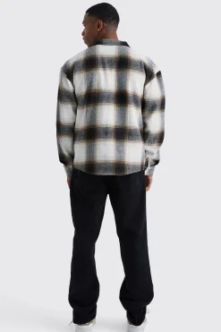 Boxy Flannel Check Shirt | BoohooMAN UK