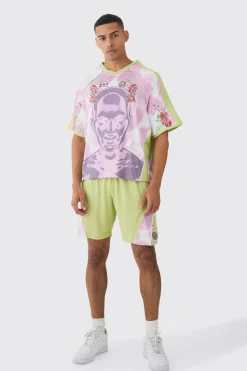 Boxy Floral Embroidered Football T-shirt & Short Set | BoohooMAN UK