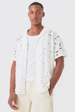 Boxy Floral Lace Shirt | BoohooMAN UK