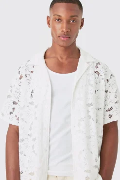 Boxy Floral Lace Shirt | BoohooMAN UK