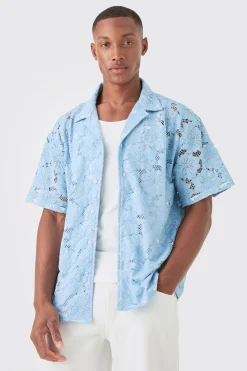 Boxy Floral Lace Shirt | BoohooMAN UK