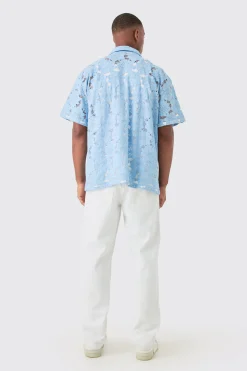 Boxy Floral Lace Shirt | BoohooMAN UK