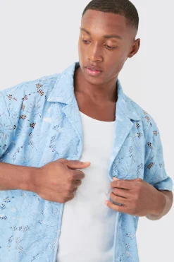 Boxy Floral Lace Shirt | BoohooMAN UK