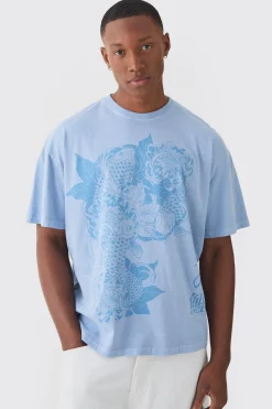 Boxy Floral Print Washed T-shirt | BoohooMAN UK