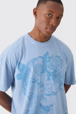 Boxy Floral Print Washed T-shirt | BoohooMAN UK