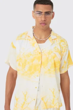 Boxy Floral Short Sleeve Satin Shirt & Short Set | BoohooMAN UK