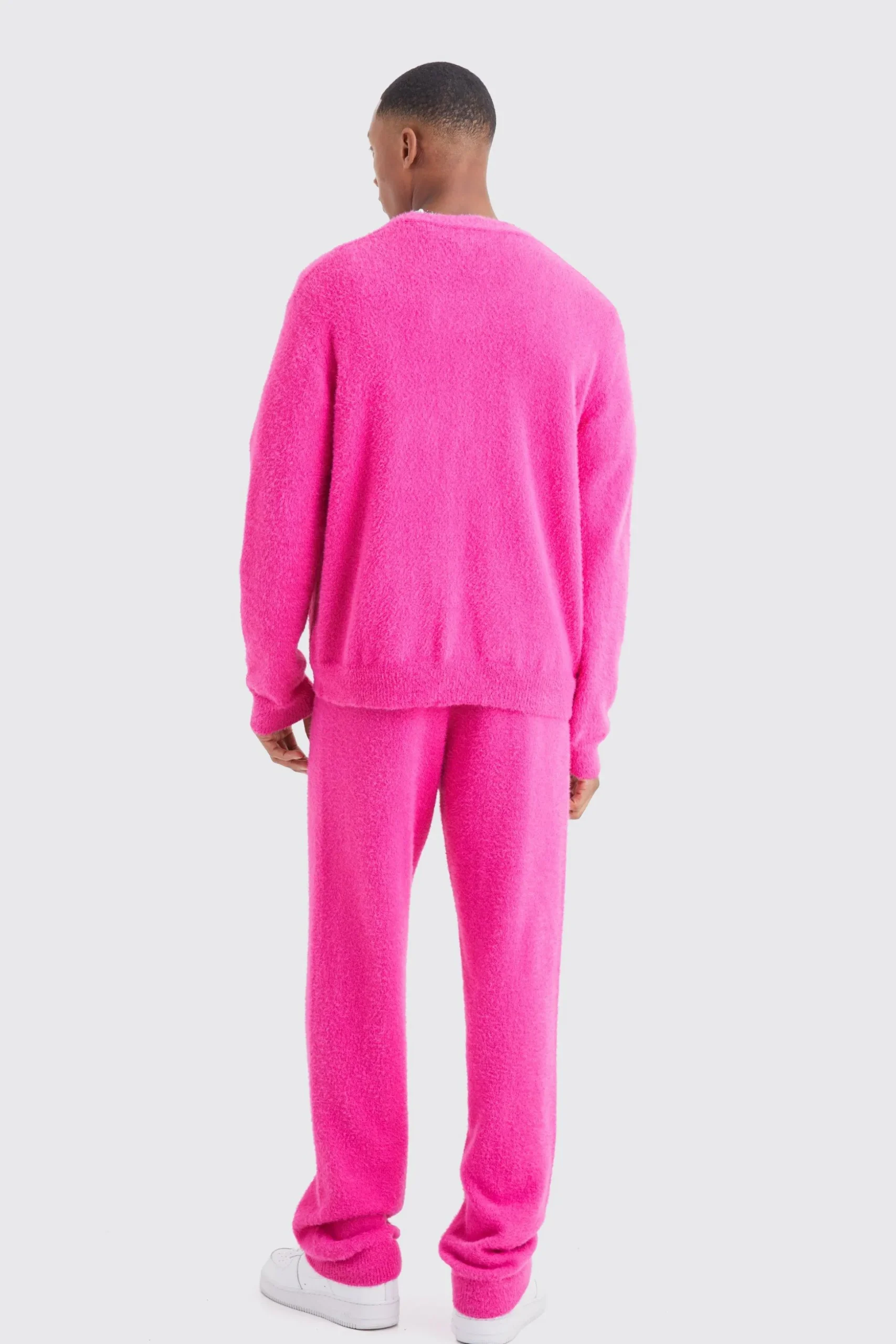 Boxy Fluffy Knitted Cardigan | BoohooMAN UK