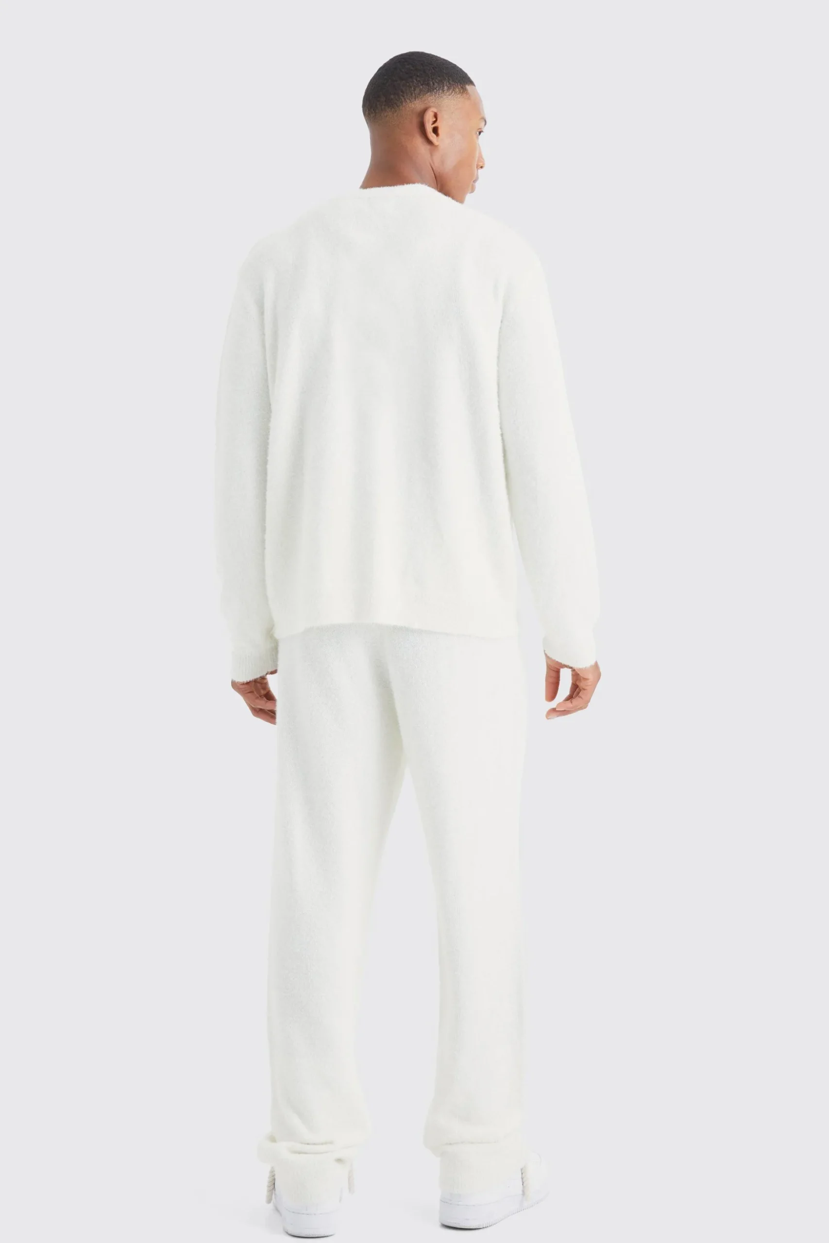 Boxy Fluffy Knitted Cardigan | BoohooMAN UK