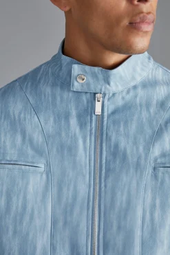 Boxy Funnel Neck Biker Jacket | BoohooMAN UK