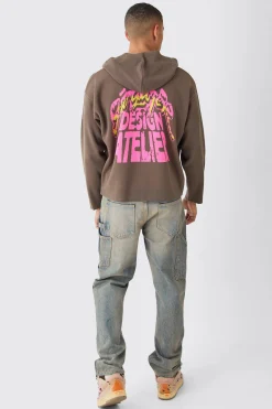 Boxy Graphic Knit Hoodie | BoohooMAN UK
