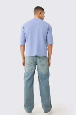 Boxy Half Sleeve Borg Applique T-shirt | BoohooMAN UK