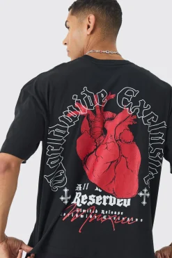 Boxy Heart Renaissance Large Scale Back Print T-Shirt | BoohooMAN UK