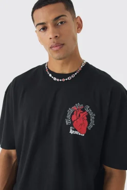 Boxy Heart Renaissance Large Scale Back Print T-Shirt | BoohooMAN UK