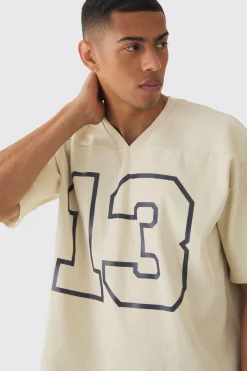 Boxy Heavyweight Ribbed Washed V Neck Sweatshirt | BoohooMAN UK