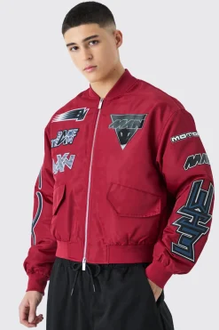 Boxy High Shine Nylon Moto Bomber | BoohooMAN UK