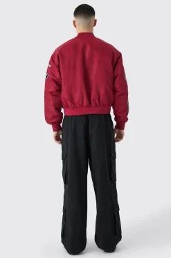 Boxy High Shine Nylon Moto Bomber | BoohooMAN UK