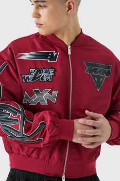 Boxy High Shine Nylon Moto Bomber | BoohooMAN UK