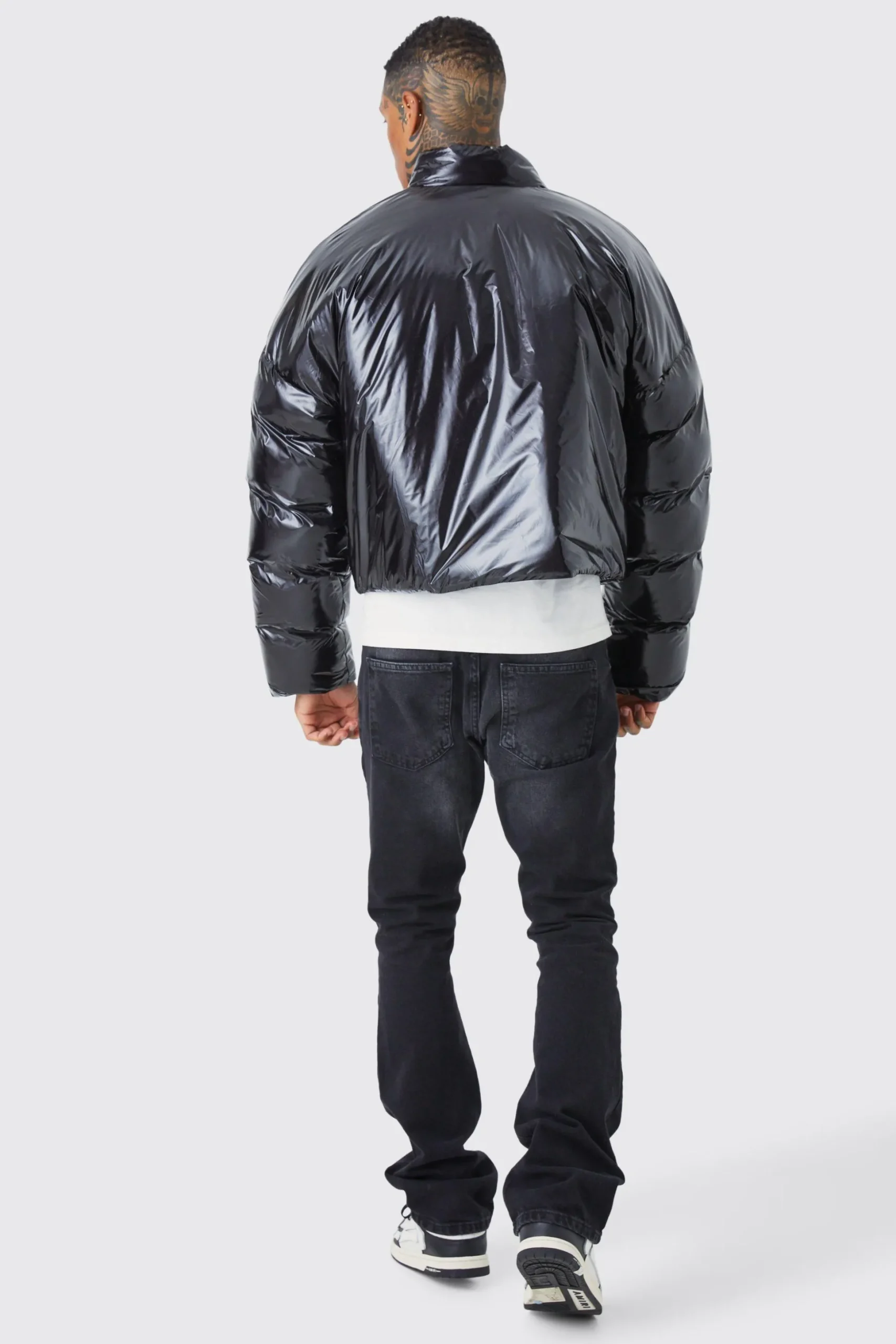 Boxy High Shine Volume Padded Puffer Bomber | BoohooMAN UK