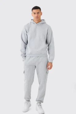 Boxy Hooded Cargo Tracksuit | BoohooMAN UK