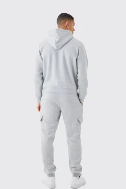 Boxy Hooded Cargo Tracksuit | BoohooMAN UK