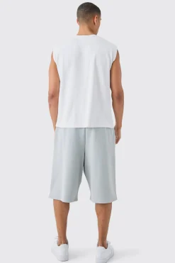Boxy Interlock Vest With Woven Label | BoohooMAN UK
