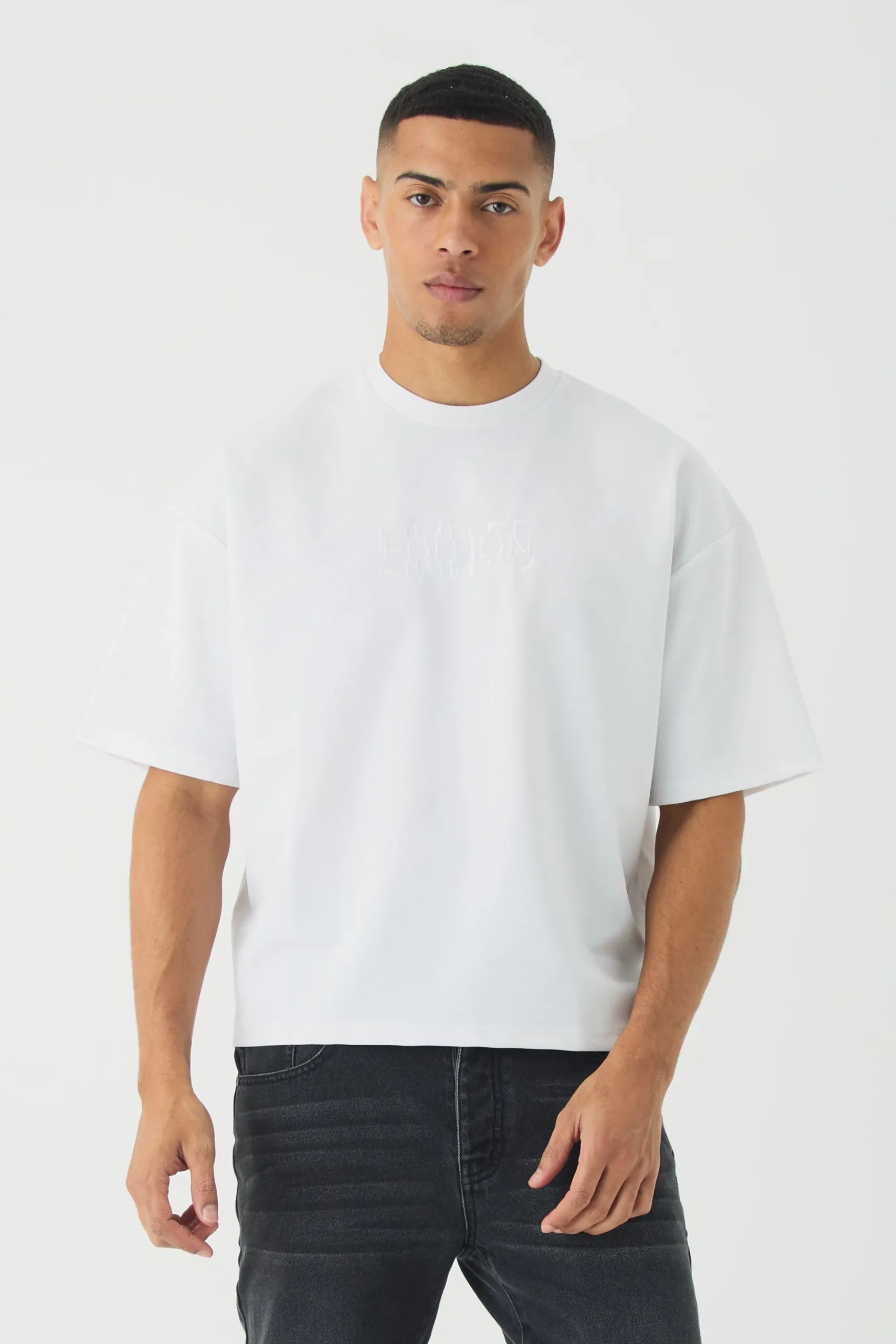 Boxy Jersey Twill Embroidery Limited T-shirt | BoohooMAN UK