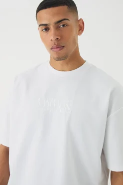 Boxy Jersey Twill Embroidery Limited T-shirt | BoohooMAN UK