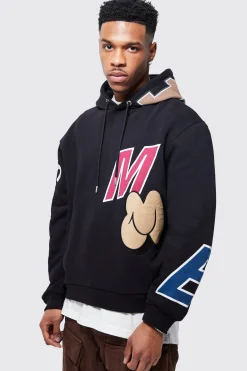 Boxy Large Scale Varsity Hoodie | BoohooMAN UK