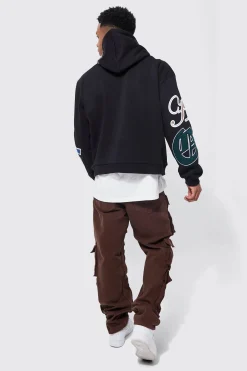 Boxy Large Scale Varsity Hoodie | BoohooMAN UK