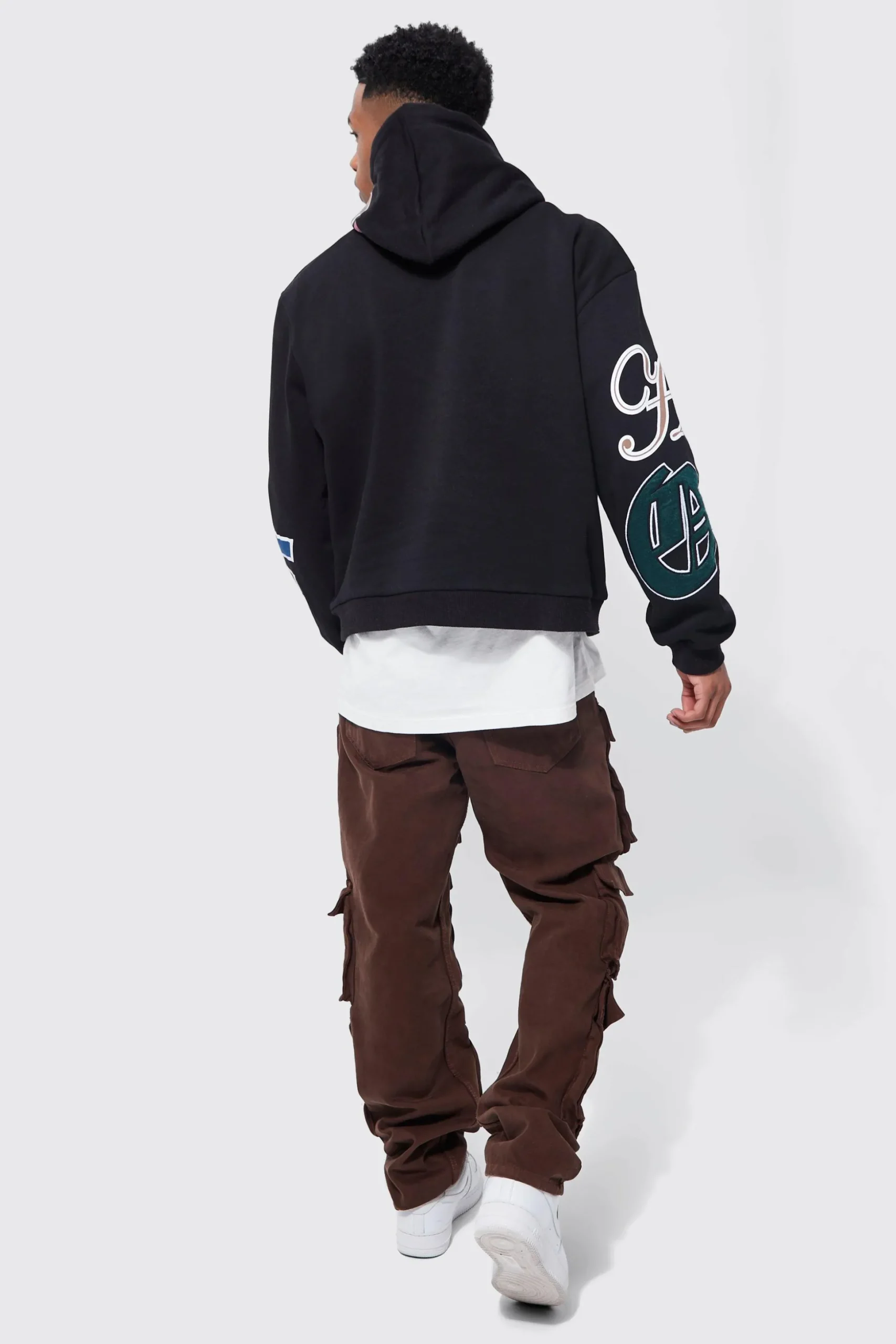 Boxy Large Scale Varsity Hoodie | BoohooMAN UK