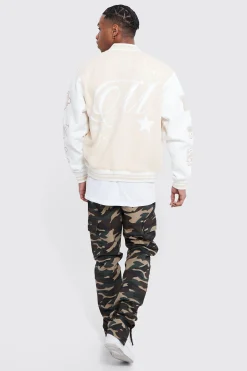 Boxy M Jersey Varsity Jacket | BoohooMAN UK