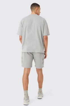 Boxy Man Distressed T-Shirt & Shorts Set | BoohooMAN UK