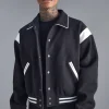 Boxy Melton Bomber With Contrast Trims | BoohooMAN UK