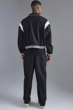 Boxy Melton Bomber With Contrast Trims | BoohooMAN UK