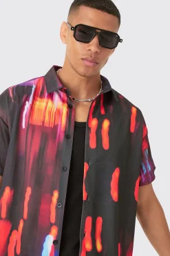 Boxy Mesh Glitch Shirt & Short | BoohooMAN UK