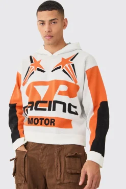 Boxy Moto Graphic Hoodie | BoohooMAN UK