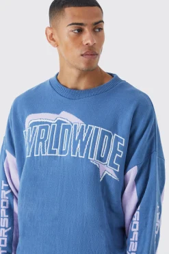 Boxy Moto Knitted Jumper | BoohooMAN UK