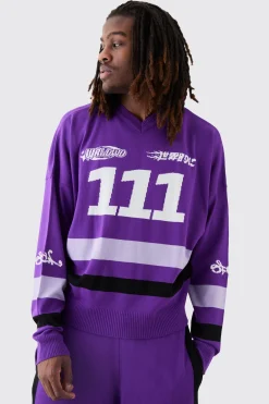Boxy Moto Knitted Jumper | BoohooMAN UK