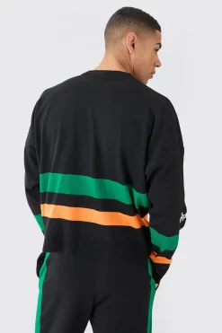 Boxy Moto Knitted Jumper | BoohooMAN UK