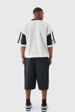 Boxy Moto Knitted Polo | BoohooMAN UK